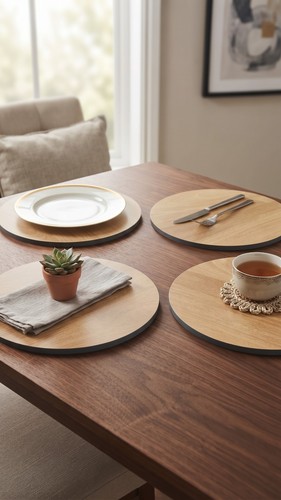 Round natural wood - natural,