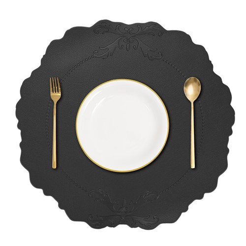 Leather round placemats - leather,