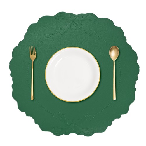 Leather round placemats - leather,