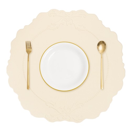 Leather round placemats - leather,