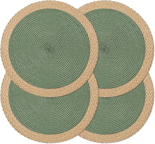 4pcs round woven placemats - 4pcs, 15