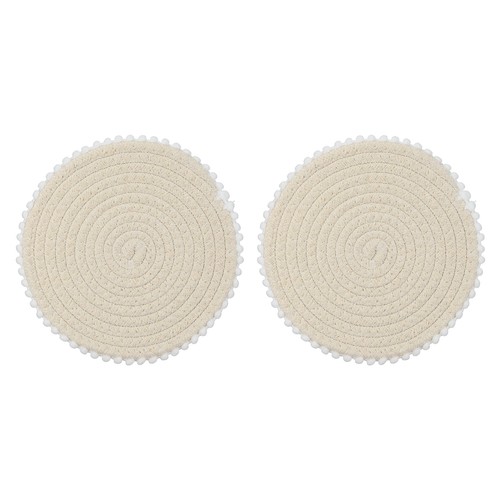 2pcs round braided placemats - braided,