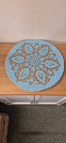 Large blue beaded jute - blue,